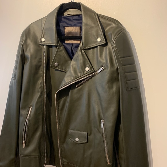 ZARA ARMY GREEN MOTO JACKET - Picture 3 of 9